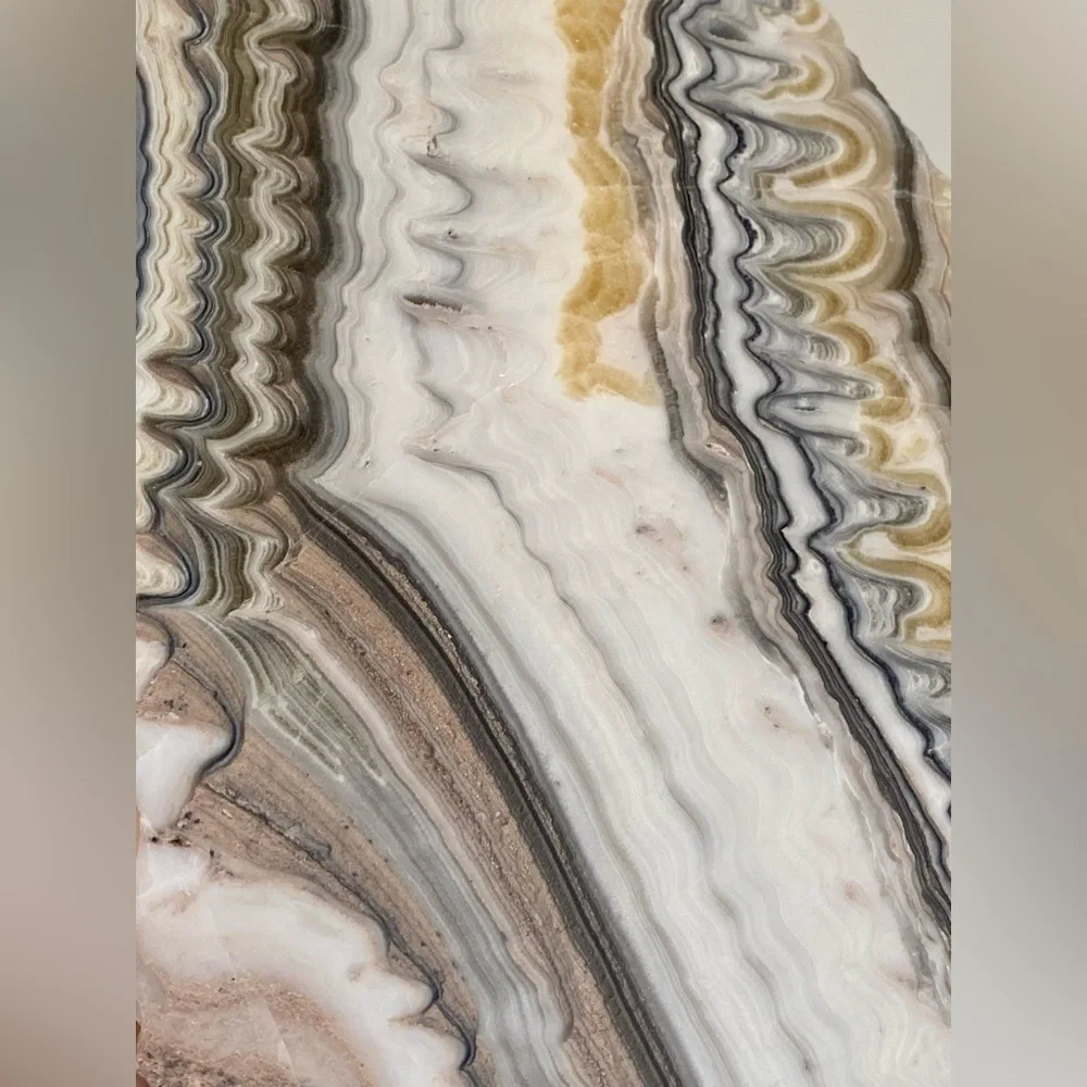 Zebra Calcite Crystal Slab – Earth-Toned Striations – Statement Display Piece - Picture 3 of 5